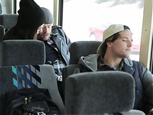 Bonnie Rottens inhales off her guy on a bus